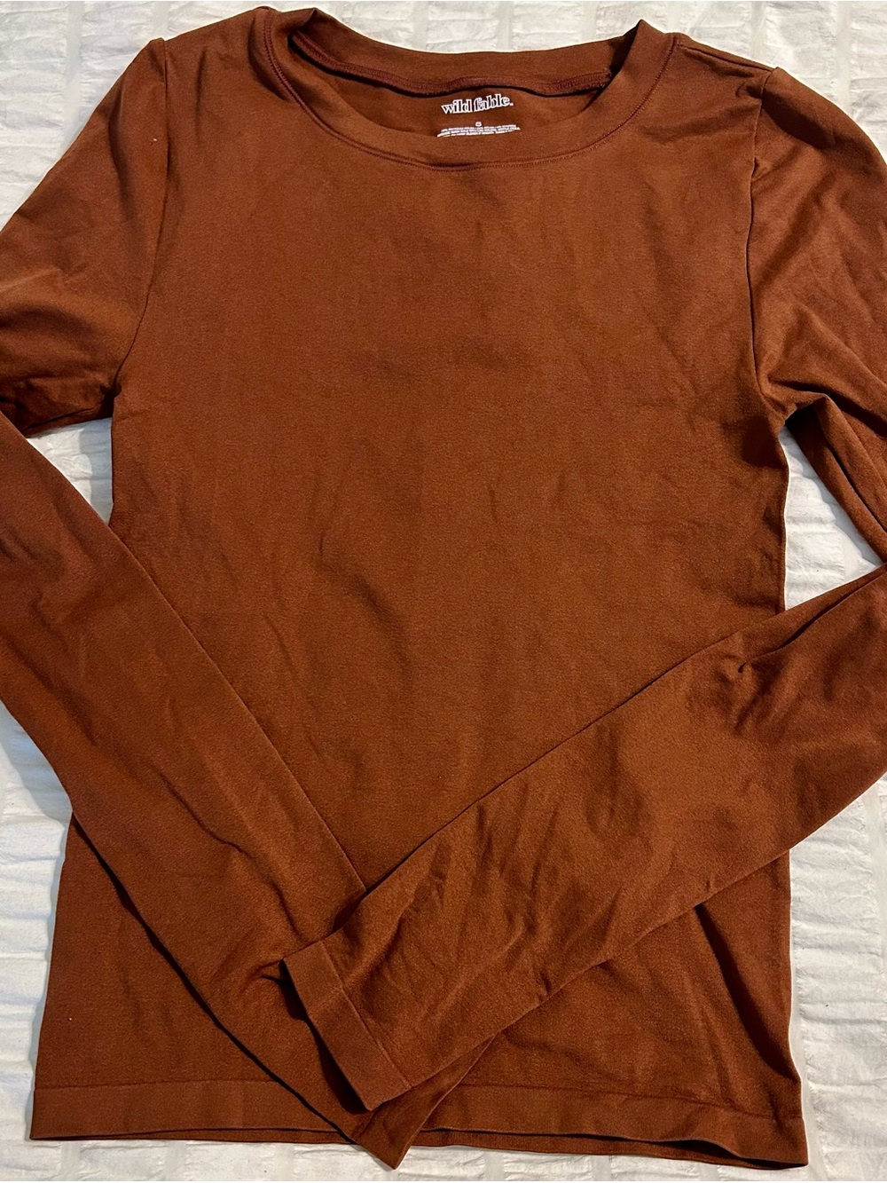wild fable Women's Long Sleeve Crewneck Top - Brown